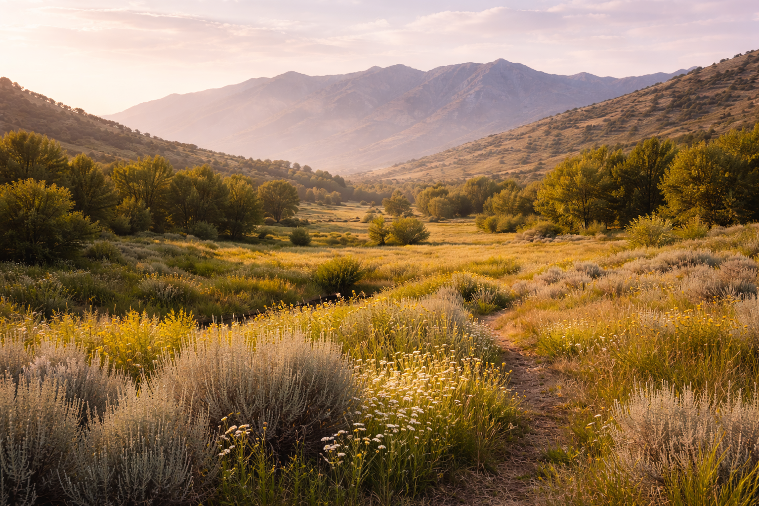 Idaho Treasure Valley meadow with sagebrush and mountains